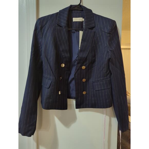 Choosy Sawyer Navy Blue Blazer with Gold Pin Strips NWT Size 2 - Picture 5 of 8